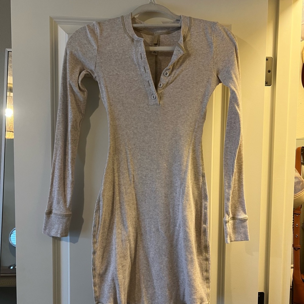 SKIMS Cotton Rib Henley Mini Dress